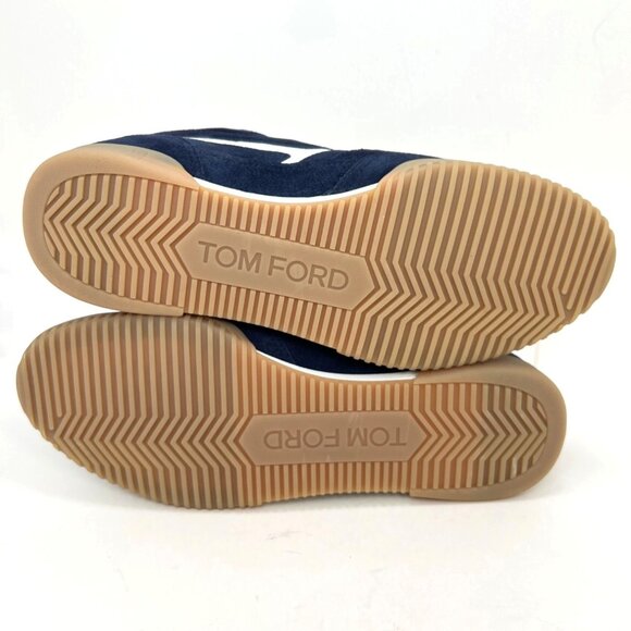 Tom Ford Jackson Suede Low Top Sneaker Navy Blue Lace-Up Men Size 9 UK8 - Picture 7 of 14